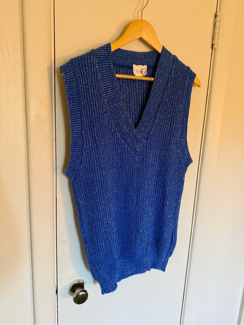 Blue V-Neck Knit Sweater Vest